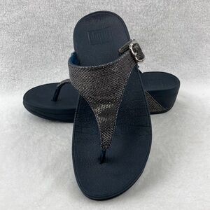 Fit Flop Women’s Skinny Thong Navy Metallic Sandals sz 6